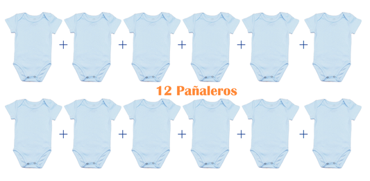 12 pzs Pañaleros Bebé para Estampar, Bordar, Personalizar en Algodón