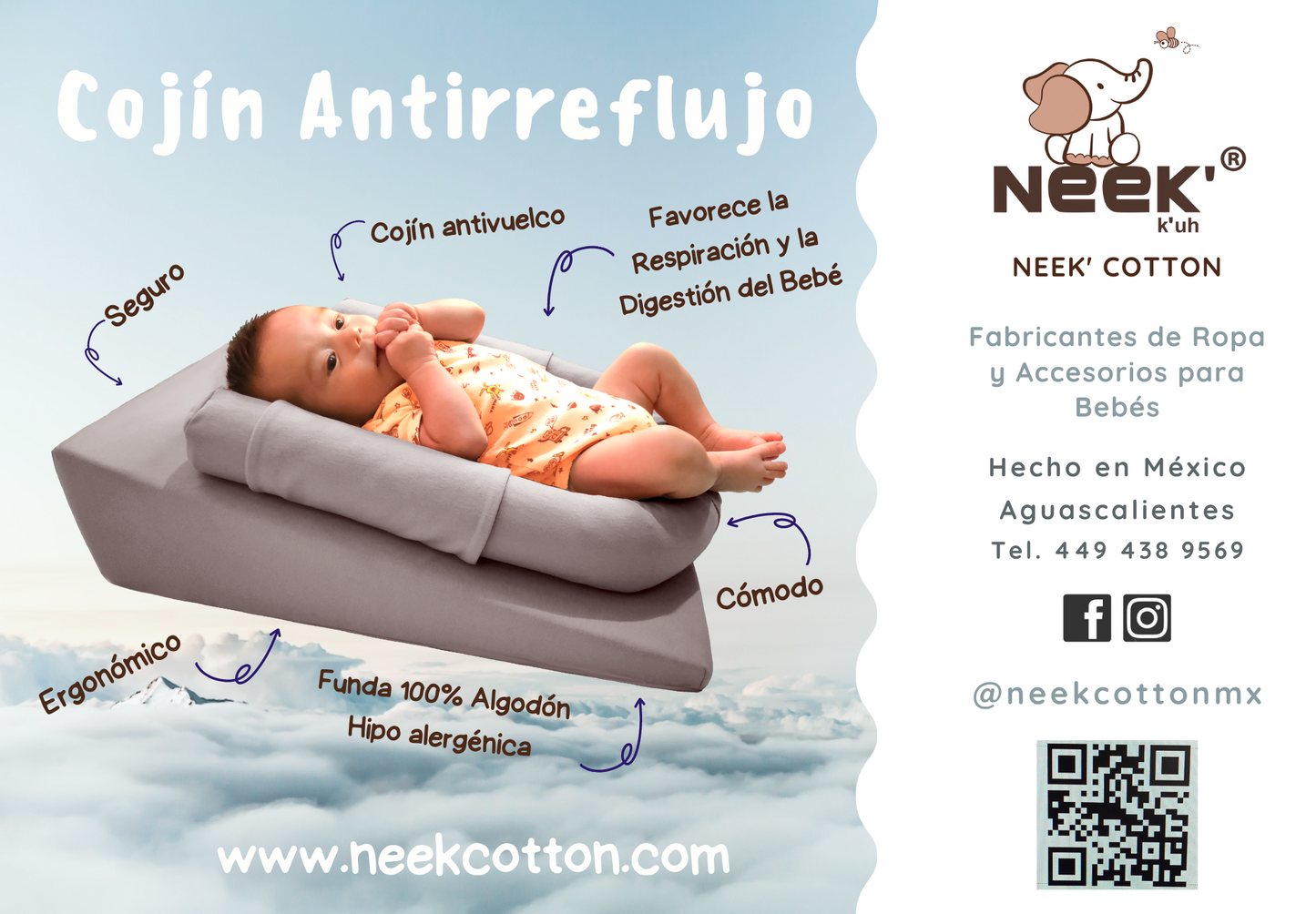 Cojin Antirreflujo Ergonómico Colchón Almohada Bebé Cuna Soporte