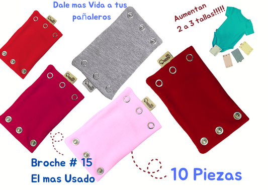 10 Extensiones de Pañaleros para Bebé Estandar Cuadrada 1cm