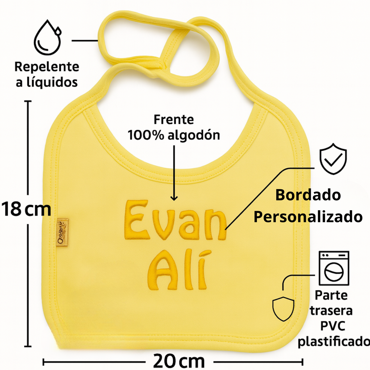 Set de 6 Pz Baberos Personalizados Impermeables Chicos para Bebé Niño - Ideal para Guardería
