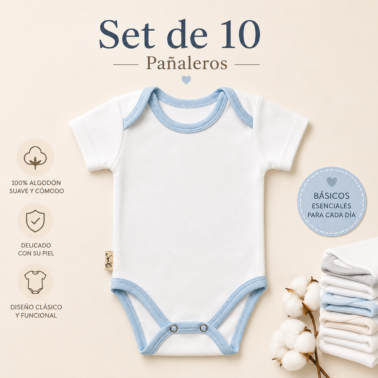 10 Pzs Pañaleros Bebé Para Bordar - 100% Algodón
