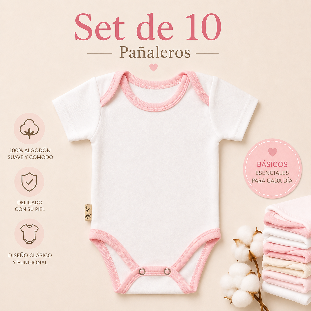 10 Pzs Pañaleros Bebé Para Bordar - 100% Algodón