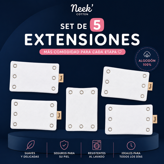 5 Extensiones de Pañalero para Bebe Unitalla Neek' Estandar Cuadrada 1cm