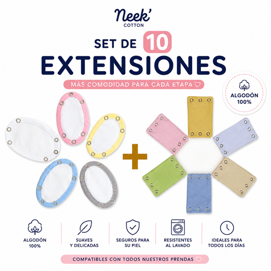 10 Extensiones De Pañalero Bebe Unitalla Curva y Recta tamaño Estandar 1 cm