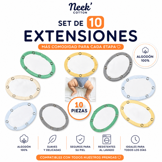 10 Extensiones Curva De Pañalero para Bebé Unitalla Neek', 8 milímetros