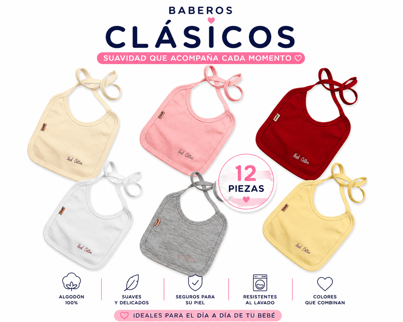 Babero Personalizado Grande para Bebé Set 6 Pz