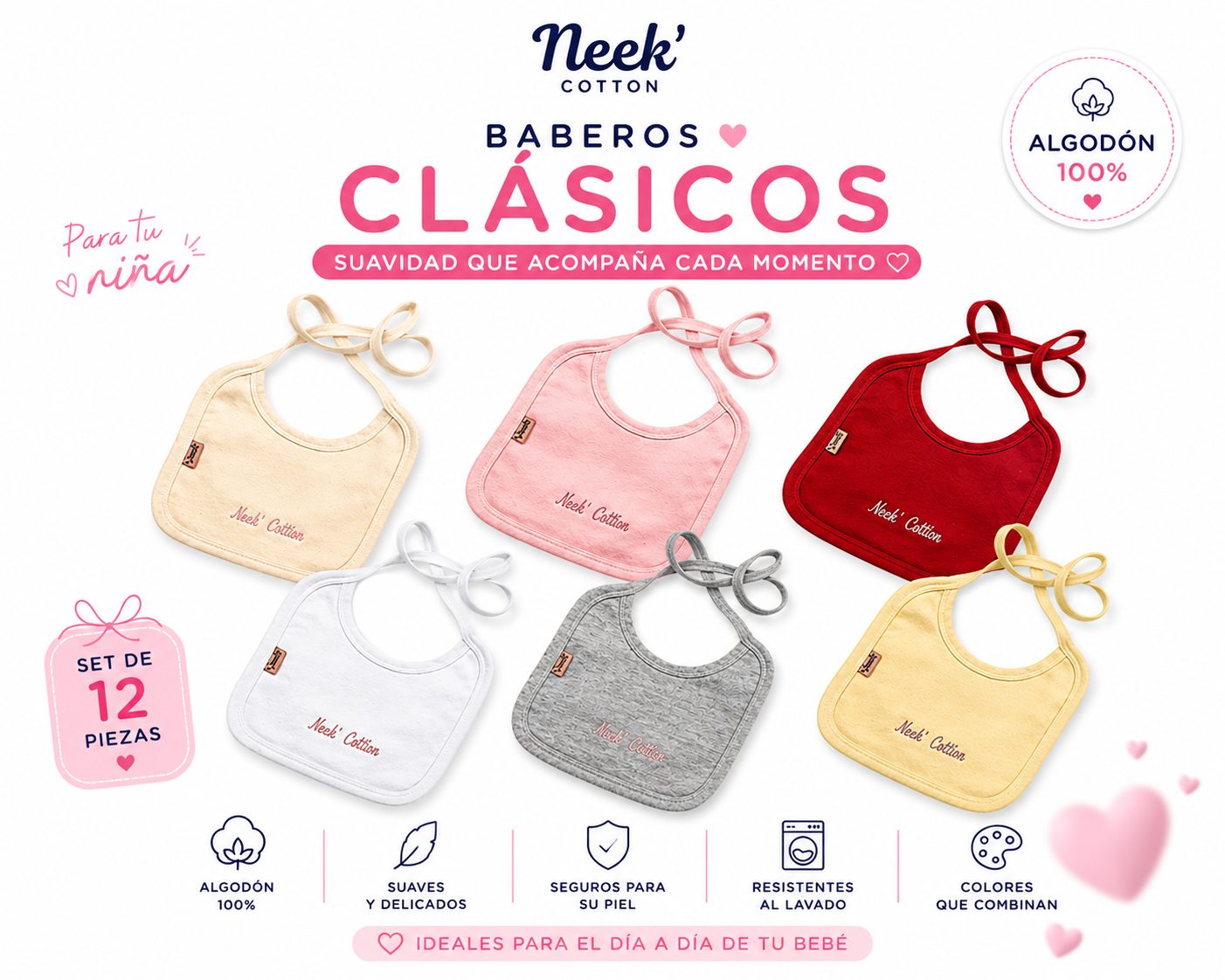 Babero Personalizado Grande para Bebé Set 6 Pz