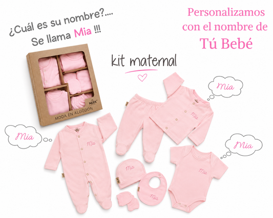 Kit Maternal  8 Pzs Personalizado Salir Del Hospital Algodón
