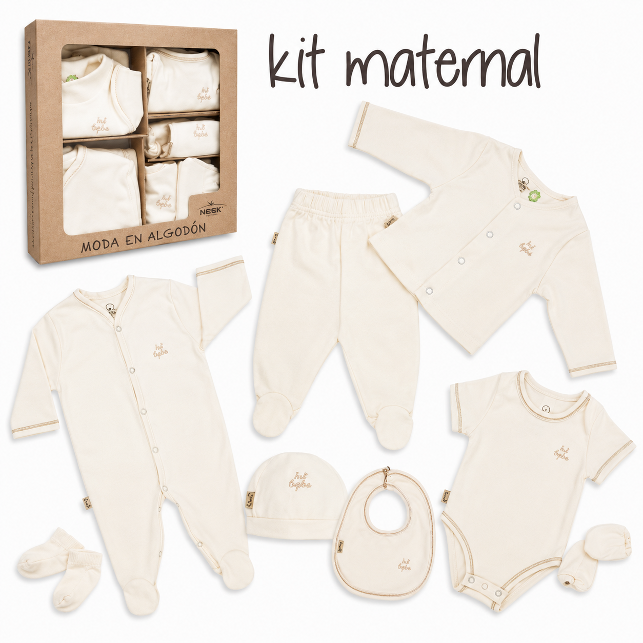 Kit Maternal  8 Pzs Personalizado Salir Del Hospital Algodón