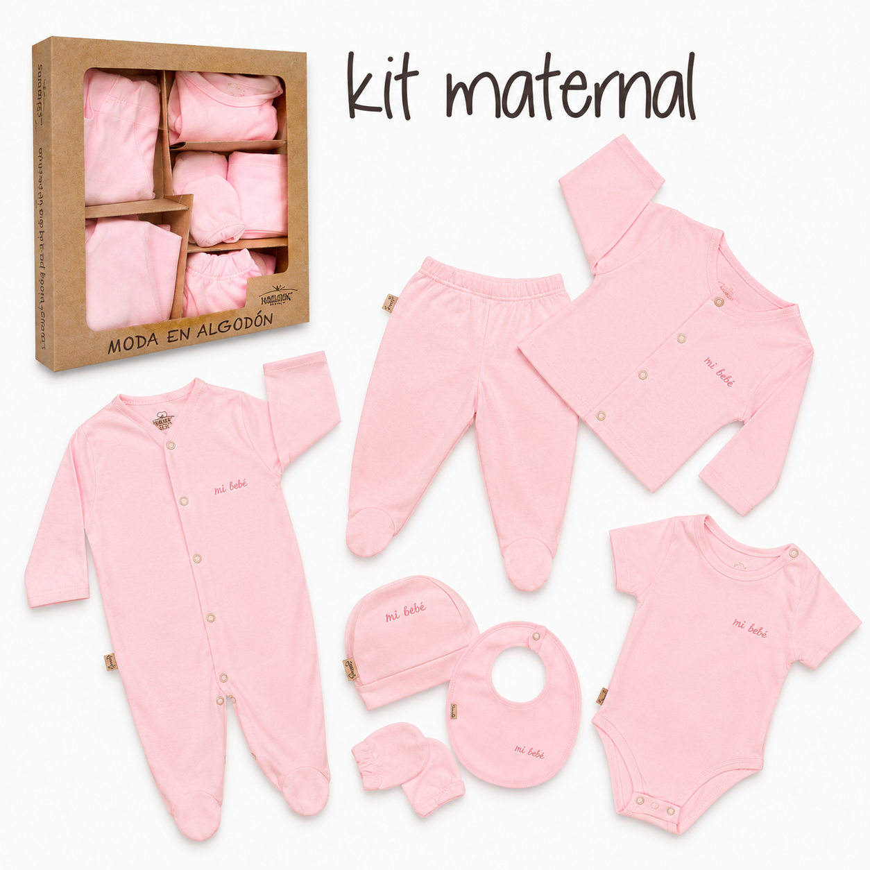 Kit Maternal  8 Pzs Personalizado Salir Del Hospital Algodón