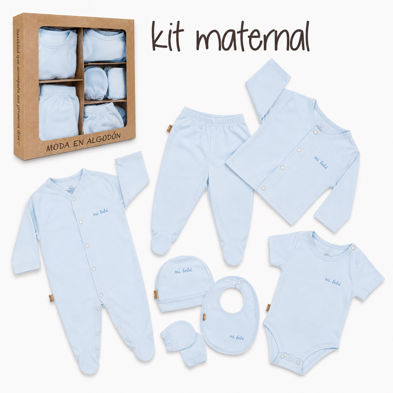 Kit Maternal  8 Pzs Personalizado Salir Del Hospital Algodón
