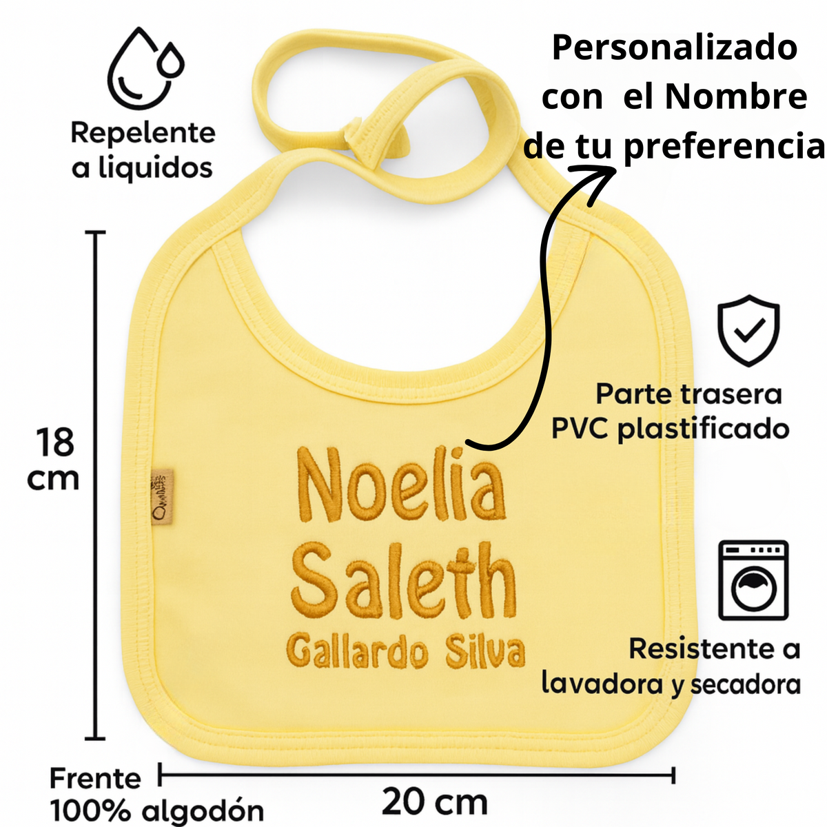 Set de 6 Pz Baberos Personalizados Impermeables Chicos para Bebé Niña - Ideal para Guardería