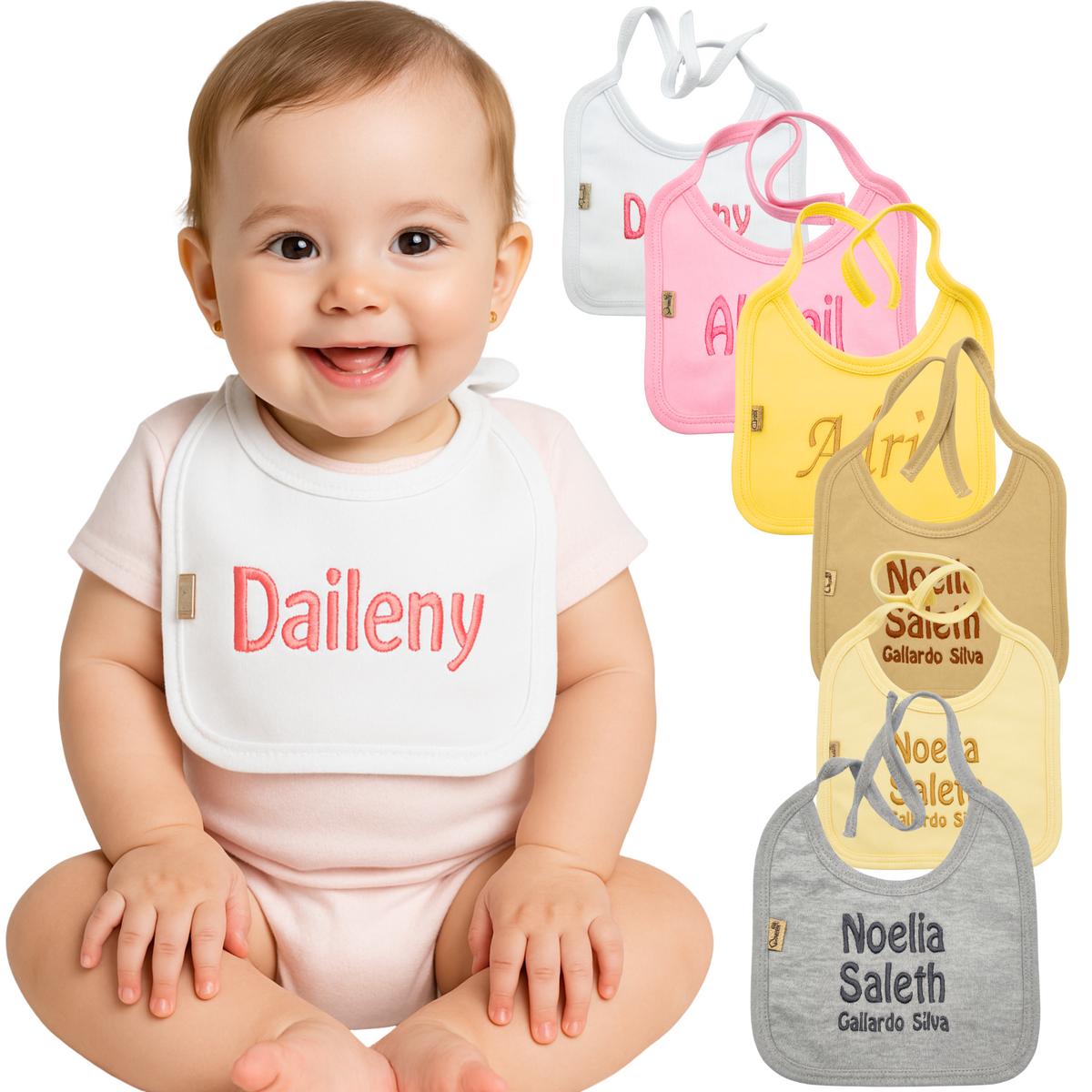 Set de 6 Pz Baberos Personalizados Impermeables Chicos para Bebé Niña - Ideal para Guardería