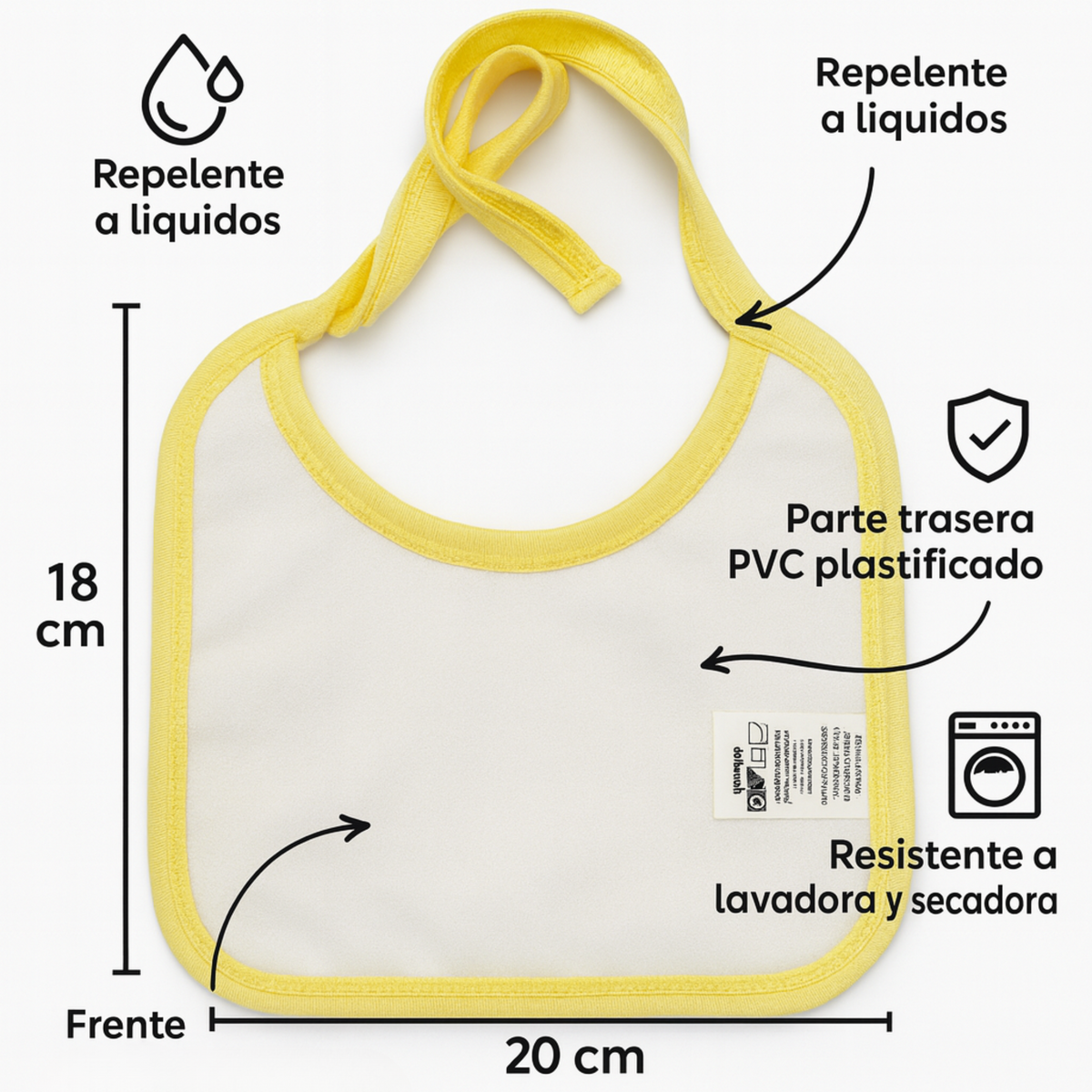 Set de 6 Pz Baberos Personalizados Impermeables Chicos para Bebé Niña - Ideal para Guardería