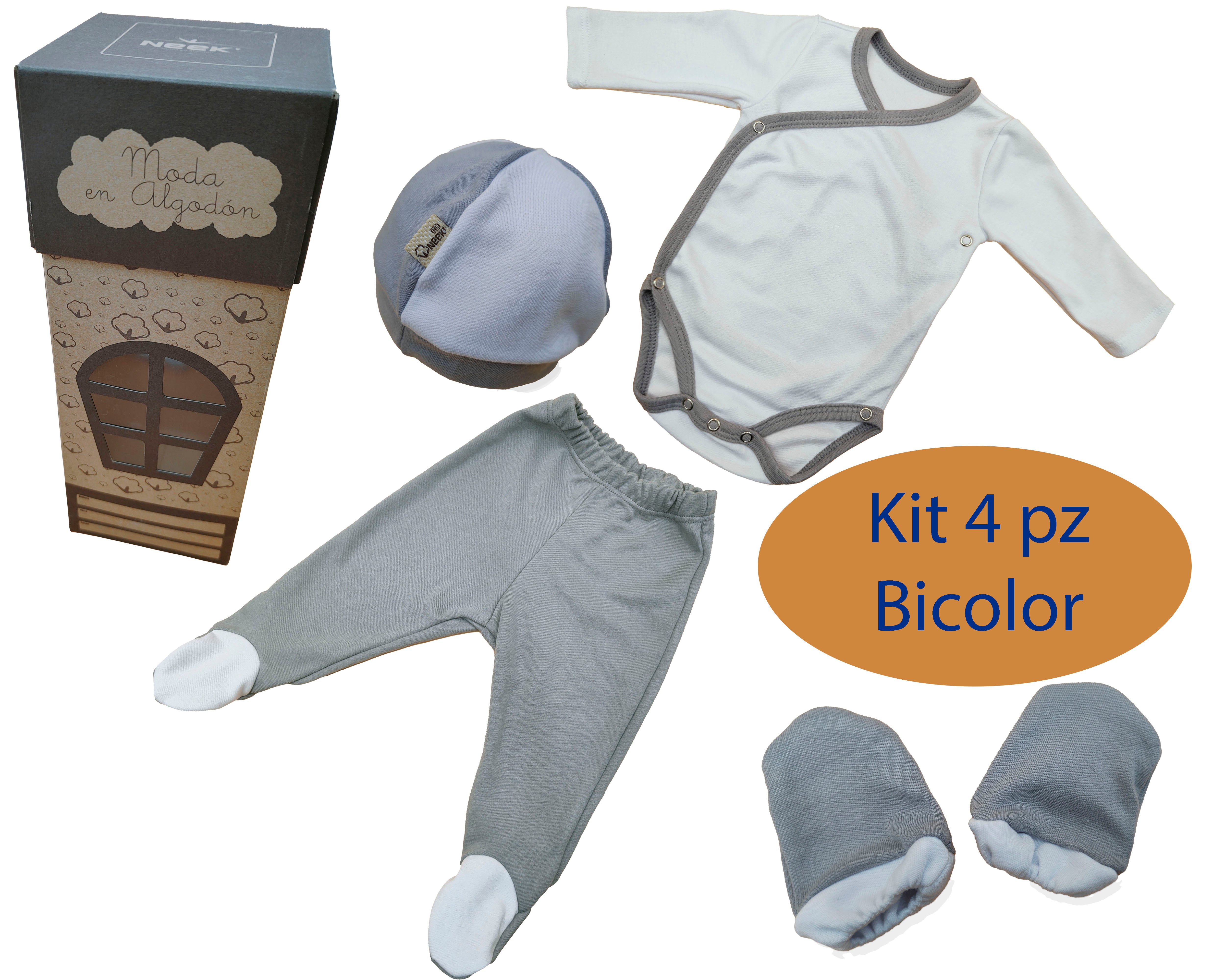 Kit 4 pzs Bicolor Bebé Salir Del Hospital Algodón