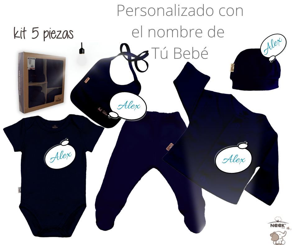 Kit 5 pzs Personalizado para Bebé Salir Hospital Bienvenida