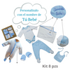 Kit Baby 8 Pzs Personalizado incluye Frazada Salir Del Hospital Algodón Bebé